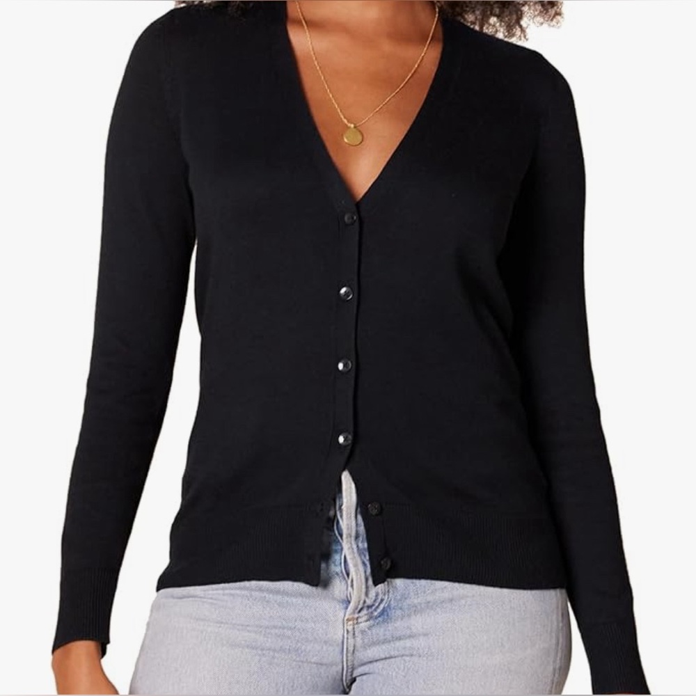 Ricki’s Soft Black Long Sleeve V-Neck Cardigan MEDIUM